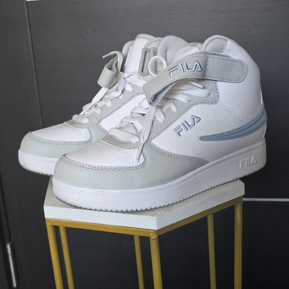 FILA F-13 Mid High-Top Sneakers – White / Grey / Light Blue – Size 7 - Picture 1 of 4